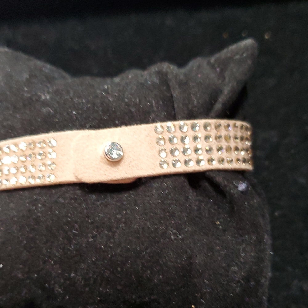 Touchstone Crystal Beige Crystal-Accent Leatherette Bracelet